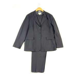 Talbots Women's Black Wool Blend Stretch‎ Suit Jacket Pants Size 16